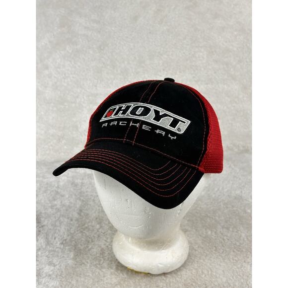 Team Hoyt Archery Shooting Staff Hunting Mens Hat Strap Back Red Baseball Cap - Picture 1 of 7